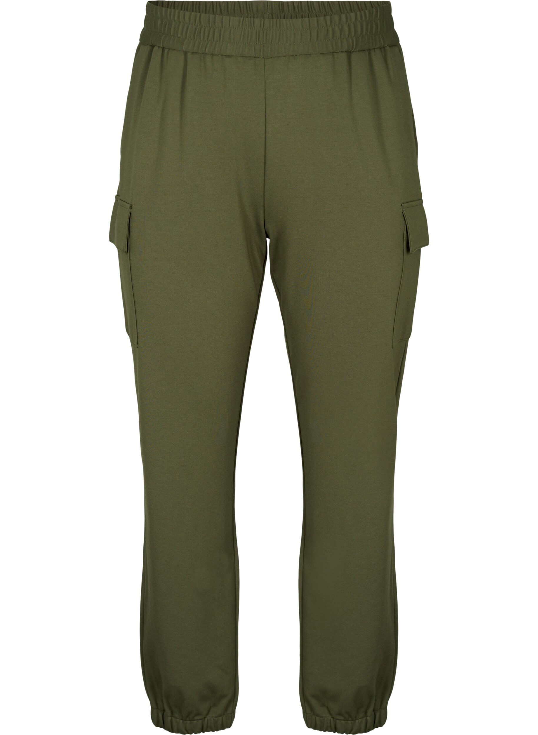 Zizzi Pantalon cargo avec taille &eacute;lastique, Forest Night, Packshot image number 0
