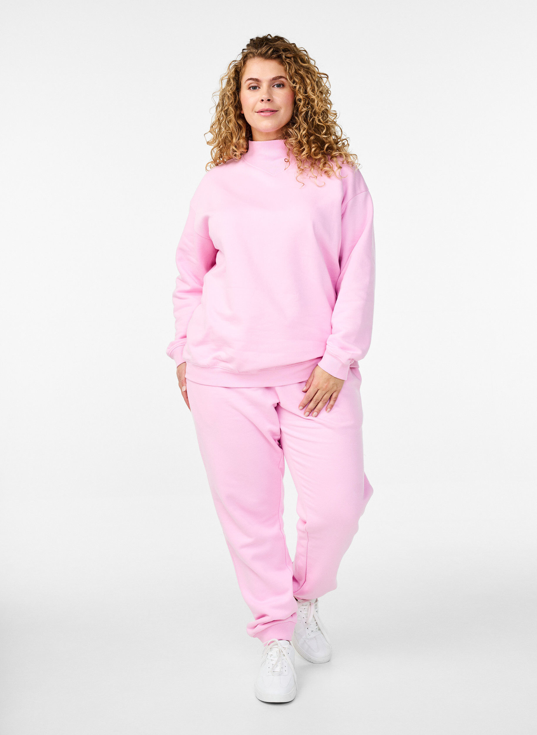 ZizziSweatpants met hoge taille, Roze, Model image number 0