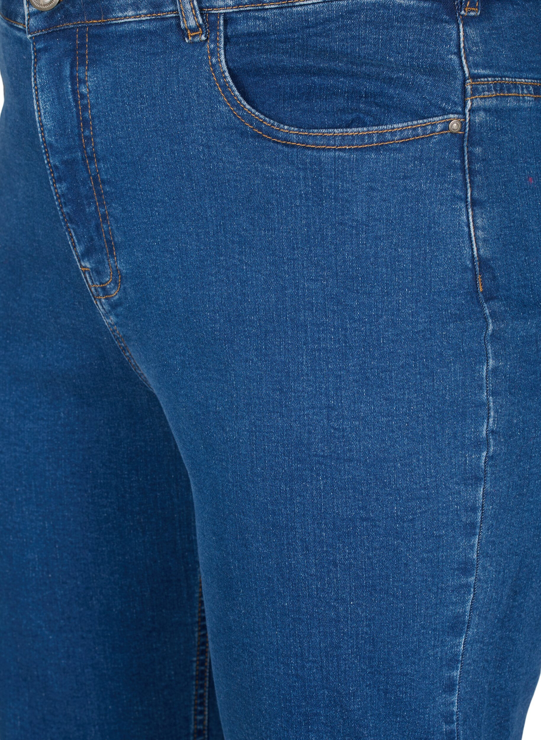 Zizzi Gemma-jeans met hoge taille en rechte pasvorm, Blauw, Packshot image number 2