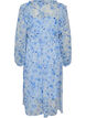 Robe en chiffon fleuri avec volants et manches longues, Bleu, Packshot image number 1