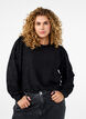 Blouse met lange mouwen en een opengewerkt patroon, Zwart, Model image number 0