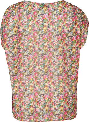 Blouse à manches courtes avec imprimé floral, Pink Flower AOP, Packshot image number 1