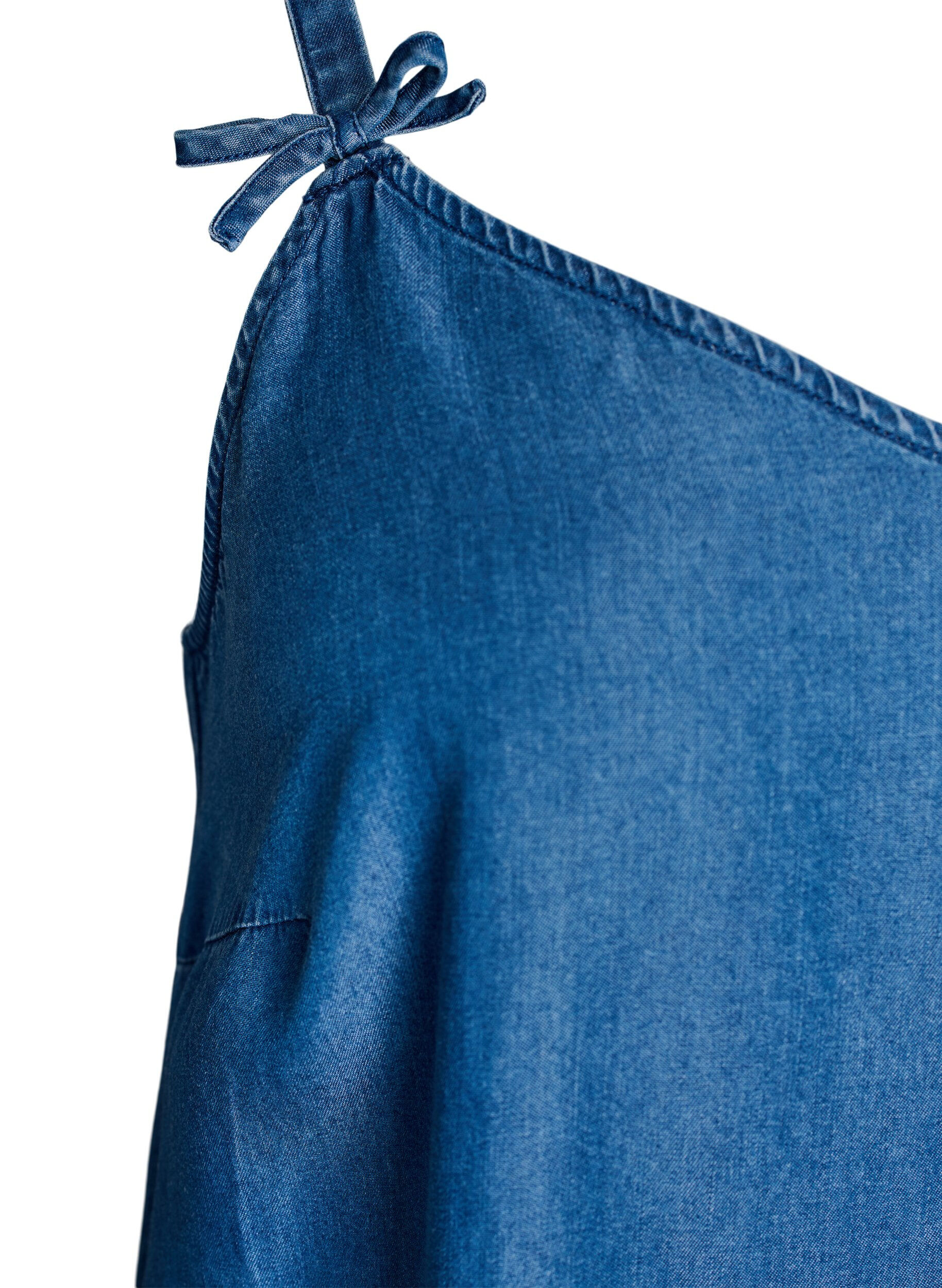 ZizziKnielange jurk met bandjes in TENCEL&trade; Lyocell met een denimlook, Blauw, Packshot image number 3