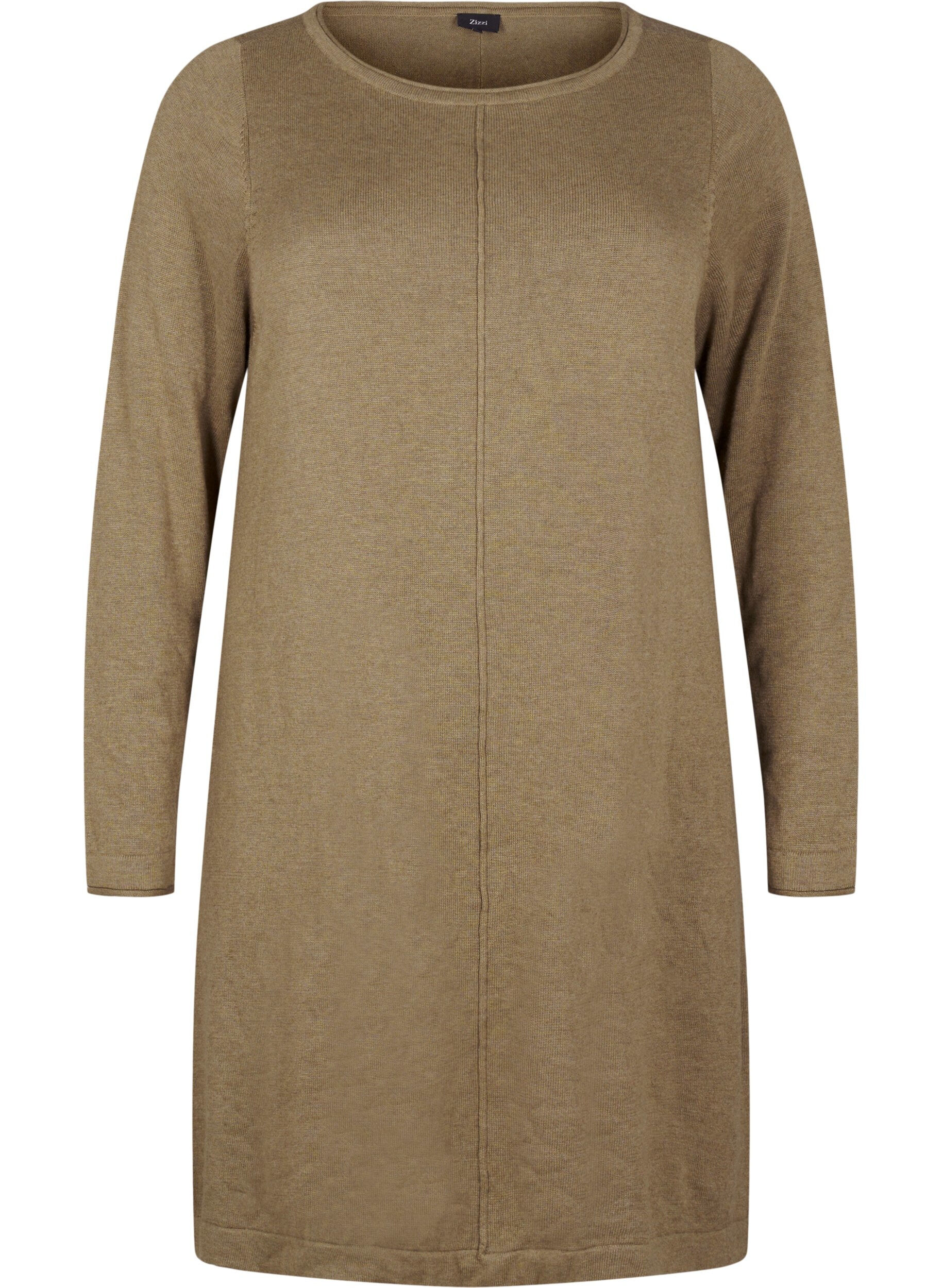 ZizziGebreide jurk in katoen-viscose blend, Groen, Packshot image number 0