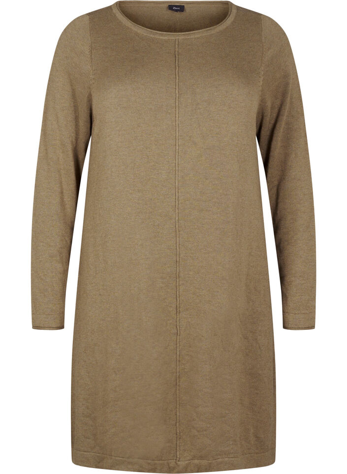 Robes tricotées en mélange coton-viscose, Vert Kaki, Packshot image number 0