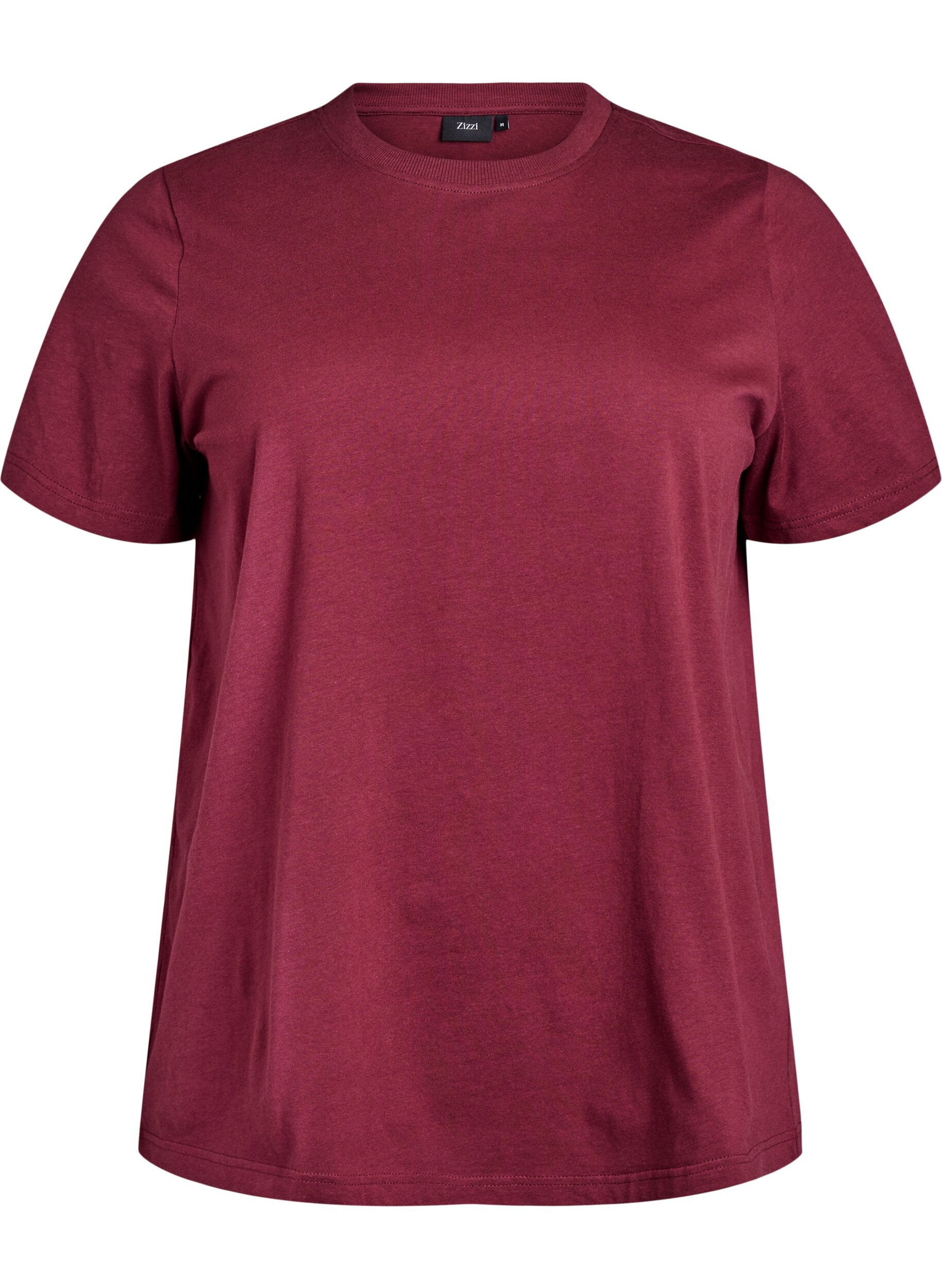 ZizziT-shirt basique en coton &agrave; col rond, Bordeaux fonc&eacute;, Packshot image number 0