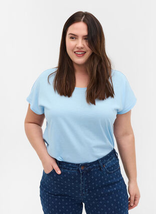 T-shirt en mélange coton, Chambray Blue, Model image number 0