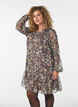 Chiffon jurk met bloemenprint en rucheslagen, Bruin, Model image number 0