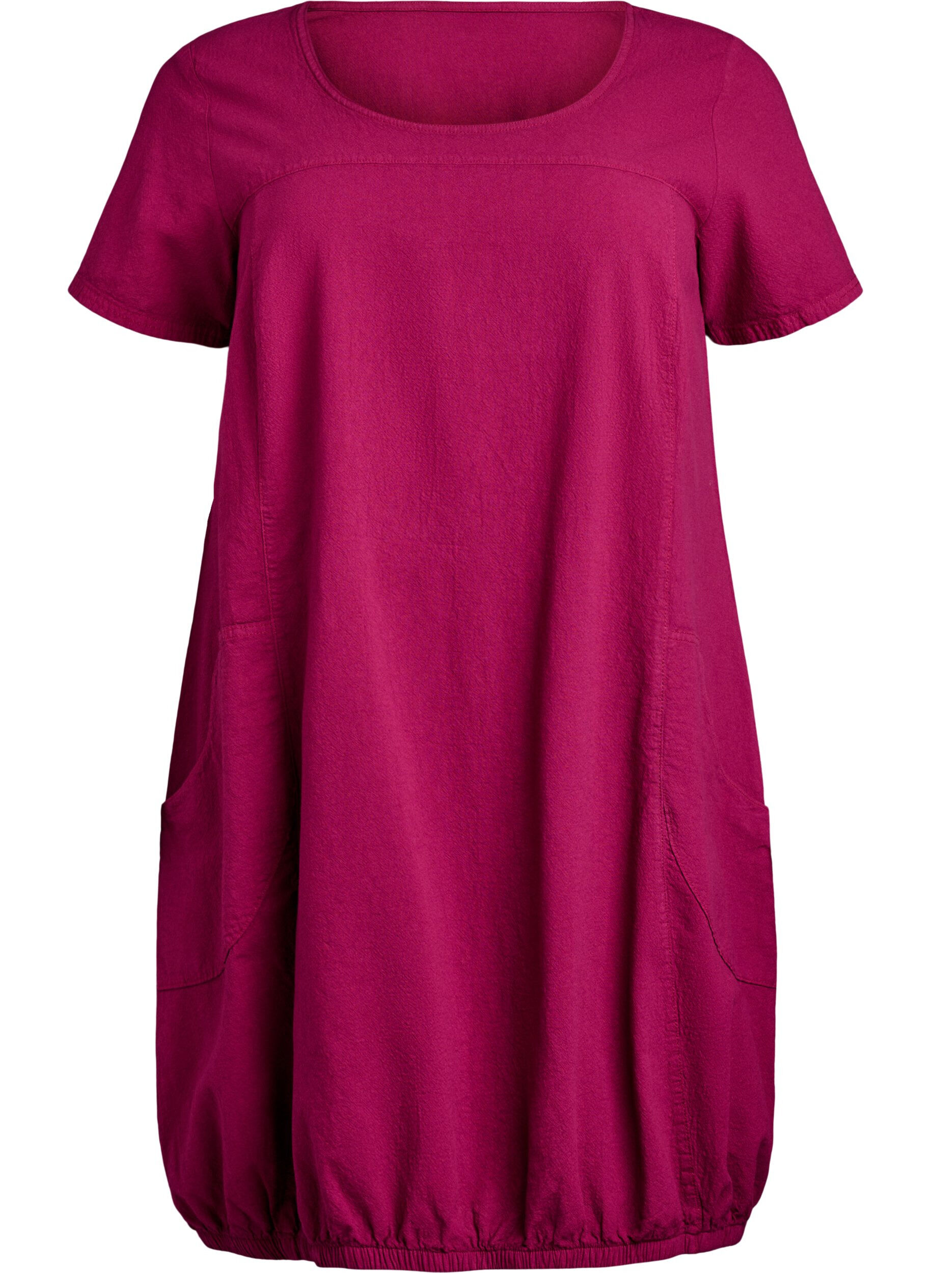 Zizzi Robe en coton &agrave; manches courtes, Bordeaux, Packshot image number 0