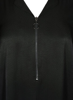 Robe à manches longues avec col et fermeture éclair, Black, Packshot image number 2