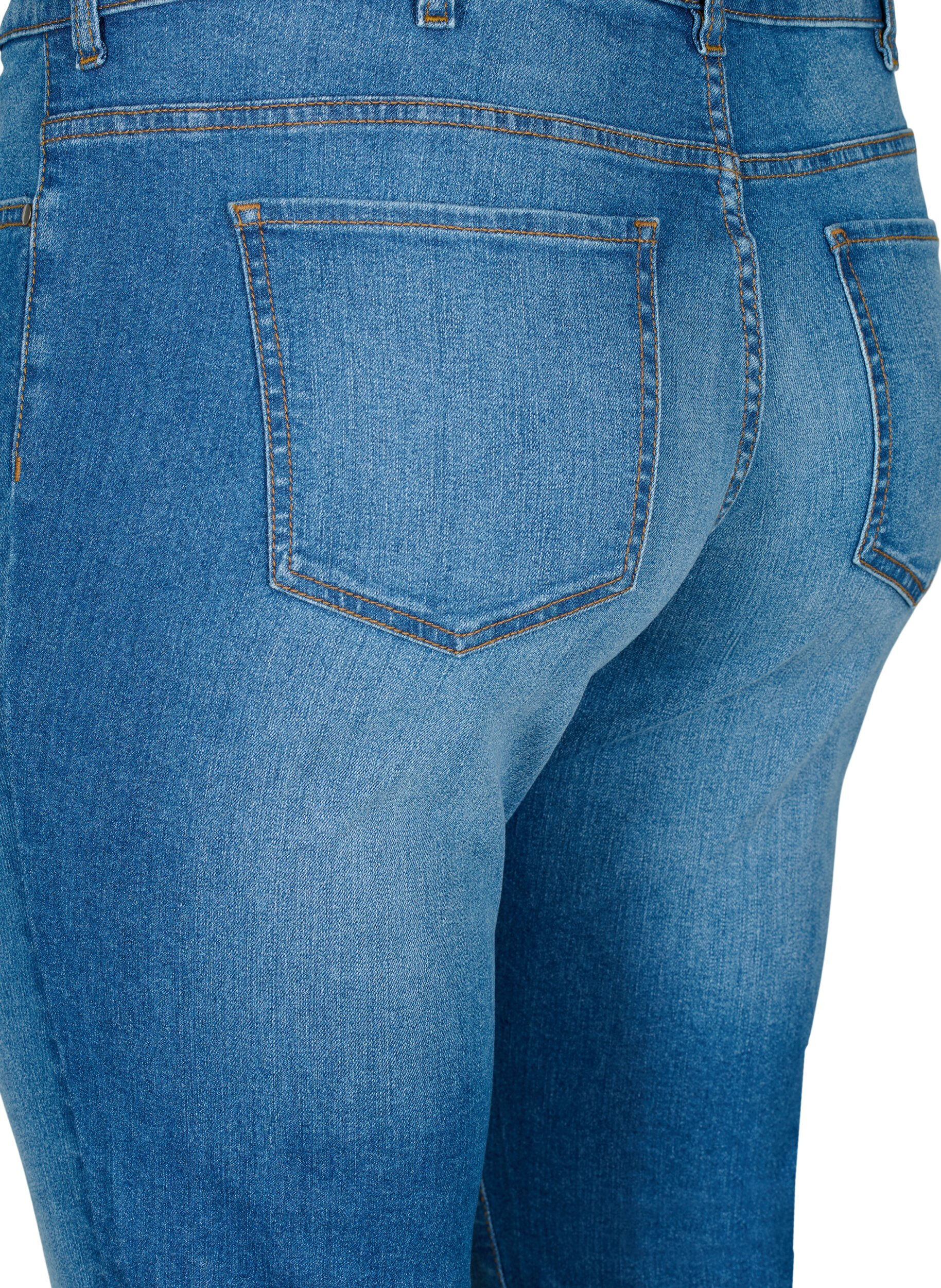 ZizziEmily jeans met reguliere taille en slanke pasvorm, Blue denim, Packshot image number 3
