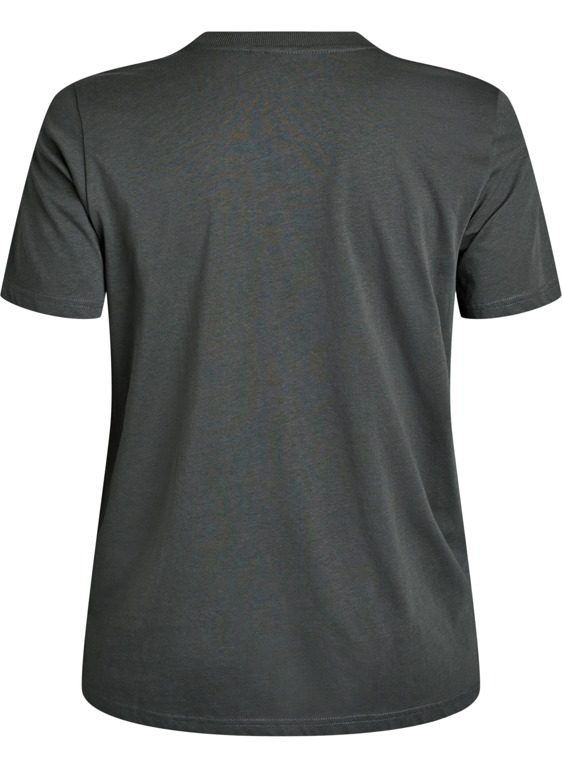 ZizziBasic katoenen T-shirt met ronde hals, Groen, Packshot image number 1