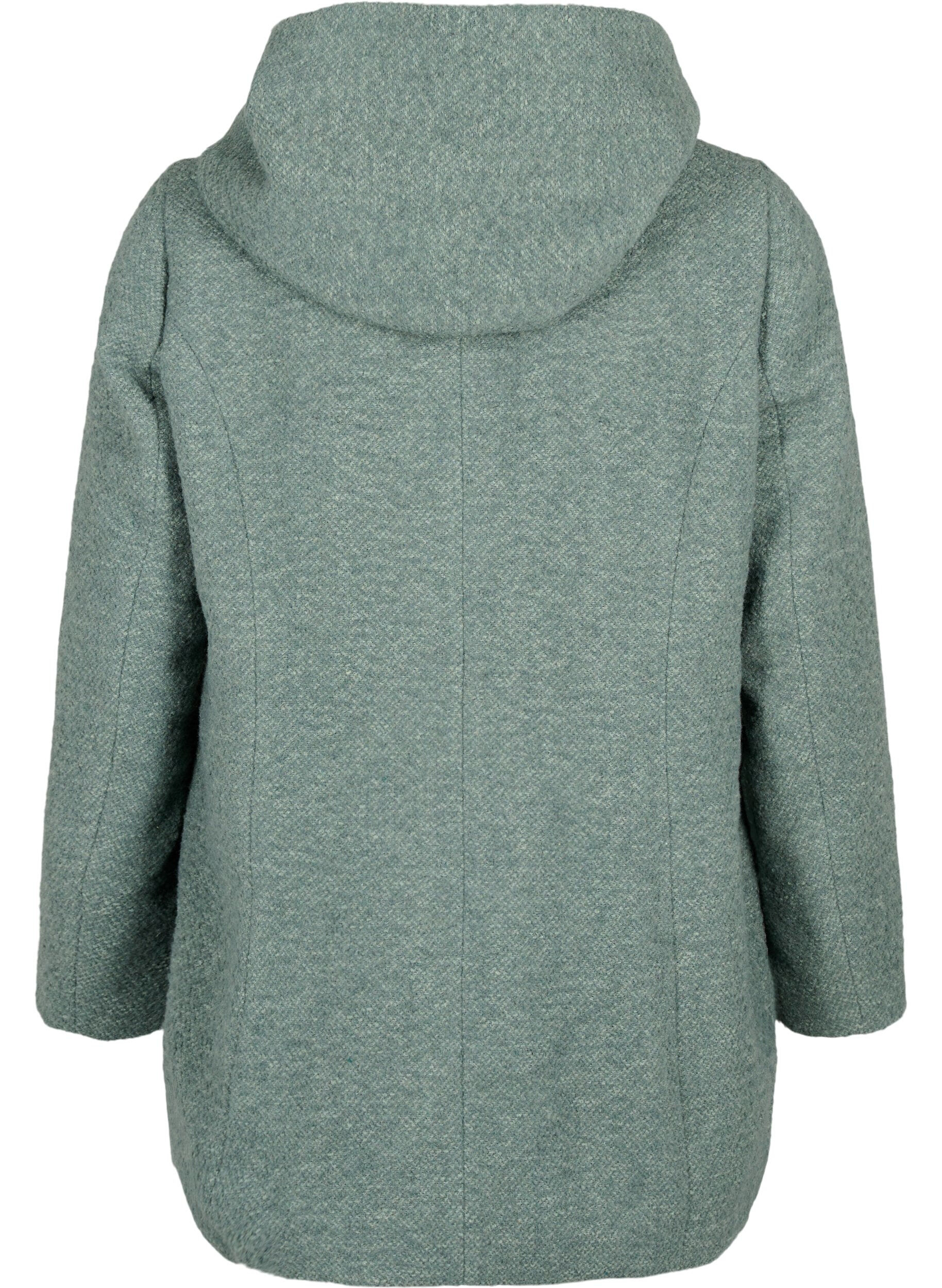 Zizzi Manteau boucl&eacute; en laine, Balsam Green Mel., Packshot image number 1