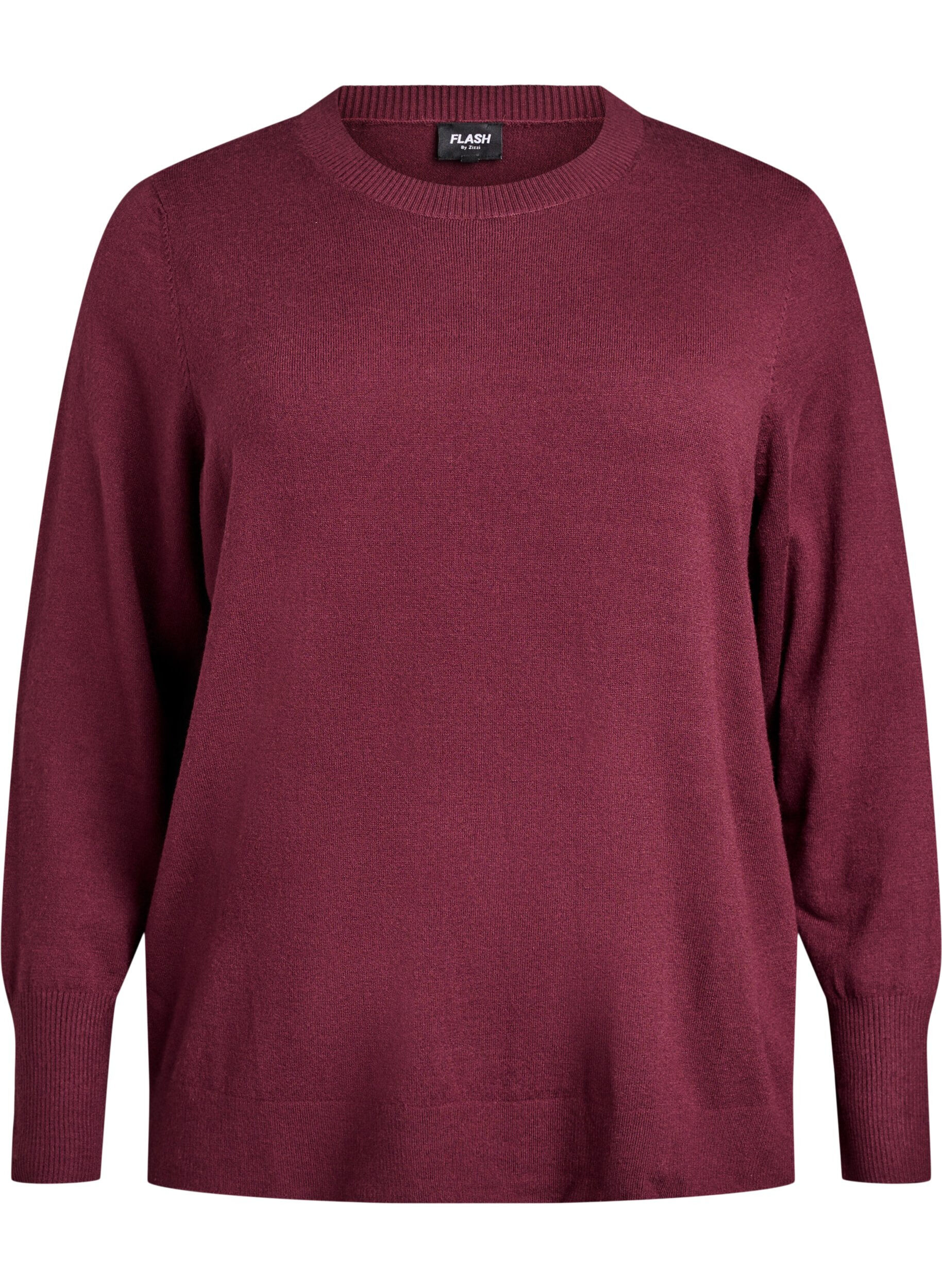 ZizziGebreide blouse met ronde hals, Rood, Packshot image number 0