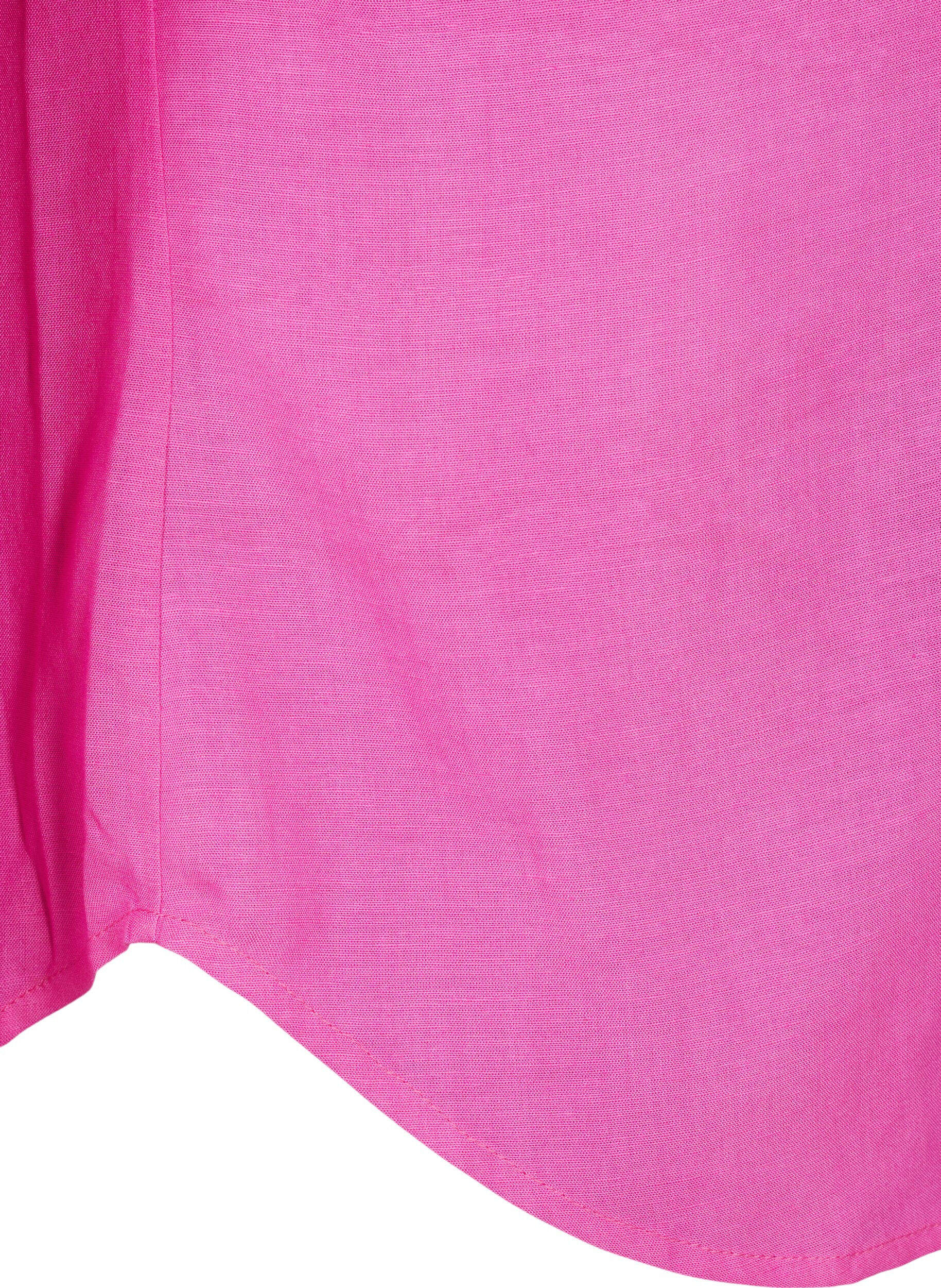 ZizziLinnen en viscose shirt met lange mouwen, Roze, Packshot image number 3