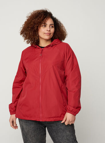 Veste courte avec fermeture éclair et capuche, Rio Red, Model image number 0