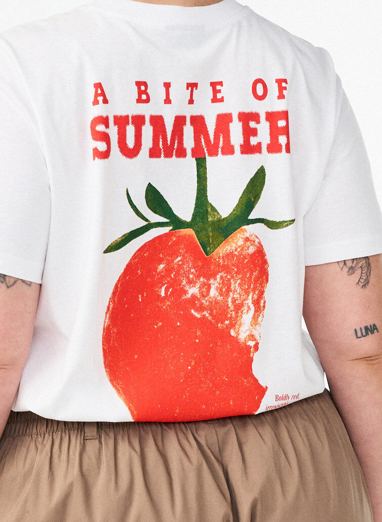 ZizziKatoenen T-shirt met print, Wit, Model image number 3