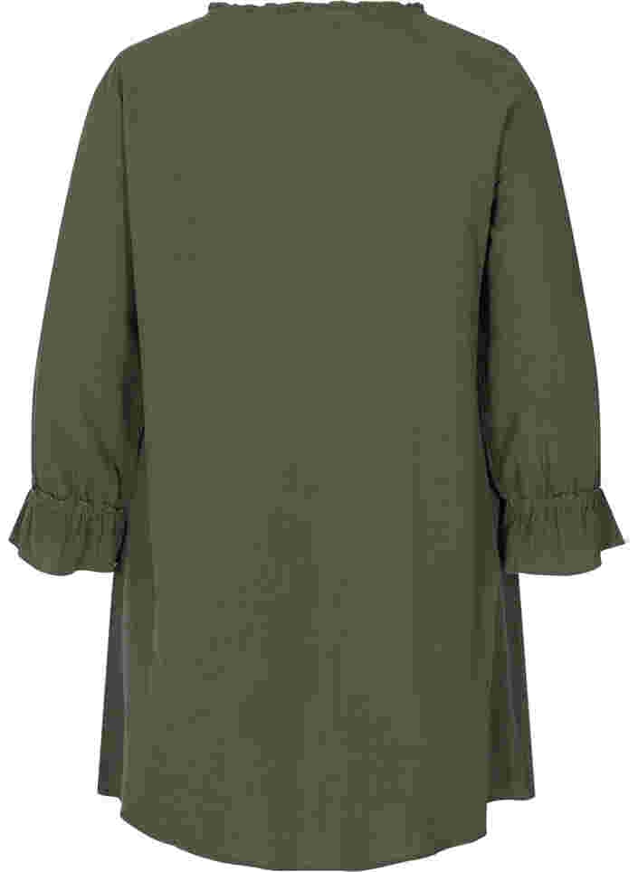 Tunique en coton avec broderie et détail de lien à nouer, Thyme, Packshot image number 1