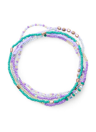 Lot de 5 bracelets en perles, Purple Mix, Packshot image number 0