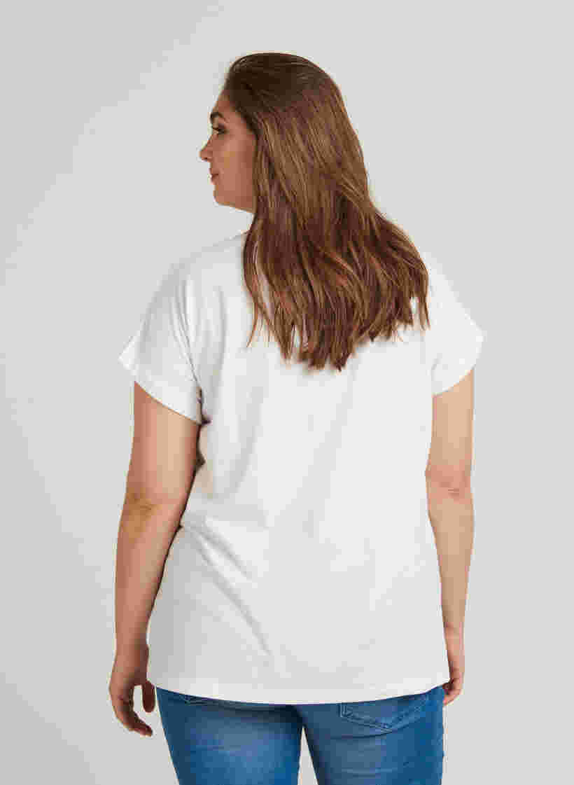 T-shirt en mélange coton, Bright White, Model image number 1