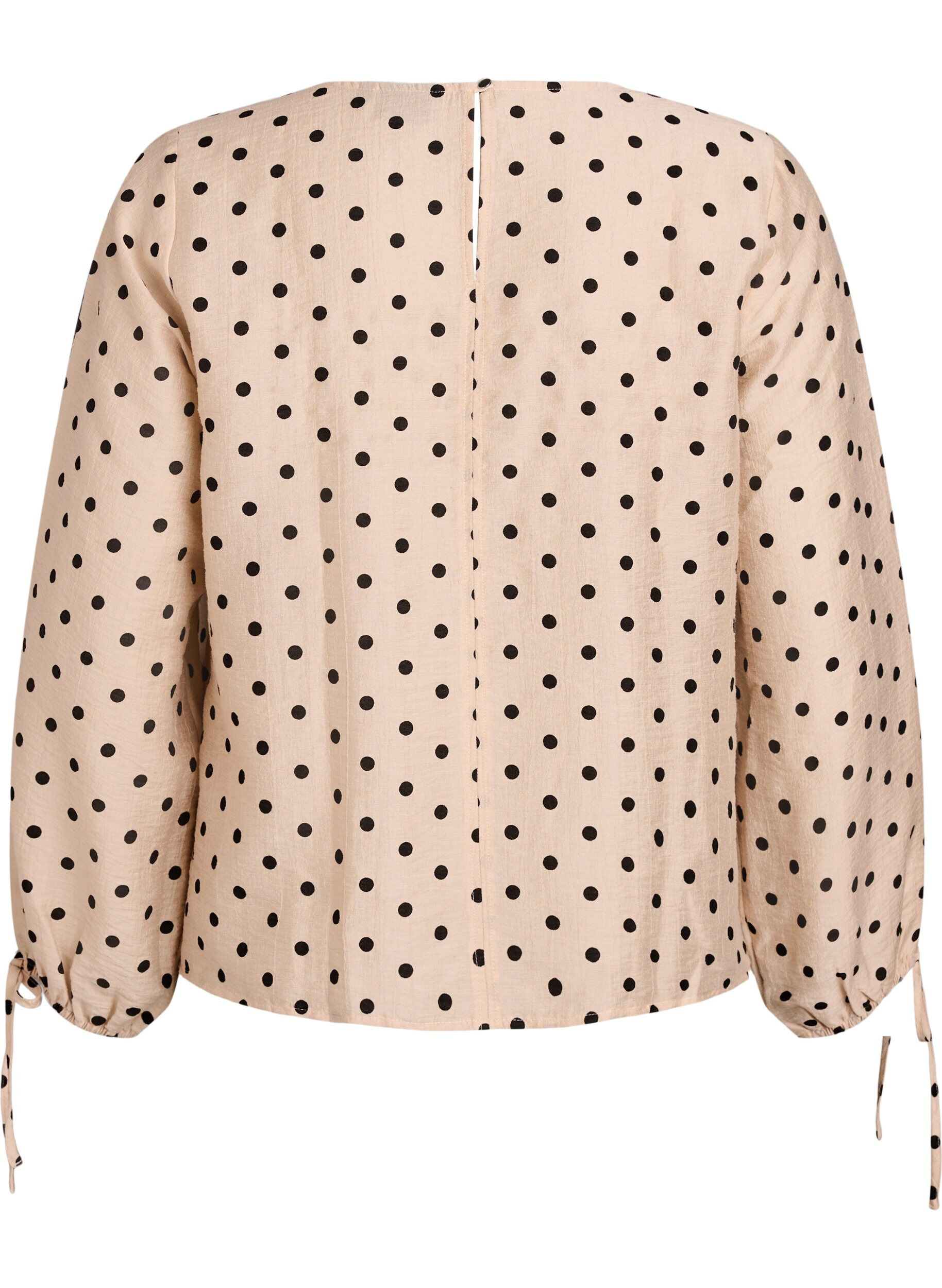 ZizziBlouse met stippen en strikdetails, Beige, Packshot image number 1