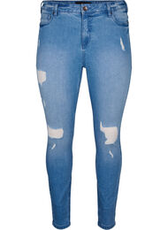 Jeans Amy avec une coupe super slim et des détails déchirés, Blue denim, Packshot