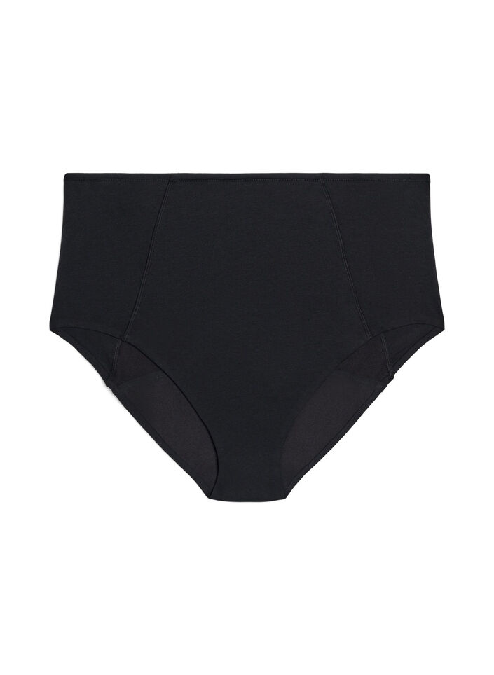 High-waisted katoenen nachtelijke menstruatiepanties, Zwart, Packshot image number 0
