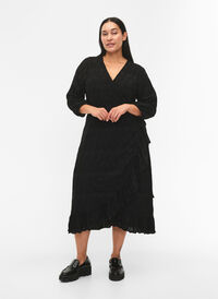 FLASH - Robe enveloppante à manches 3/4, Black, Model