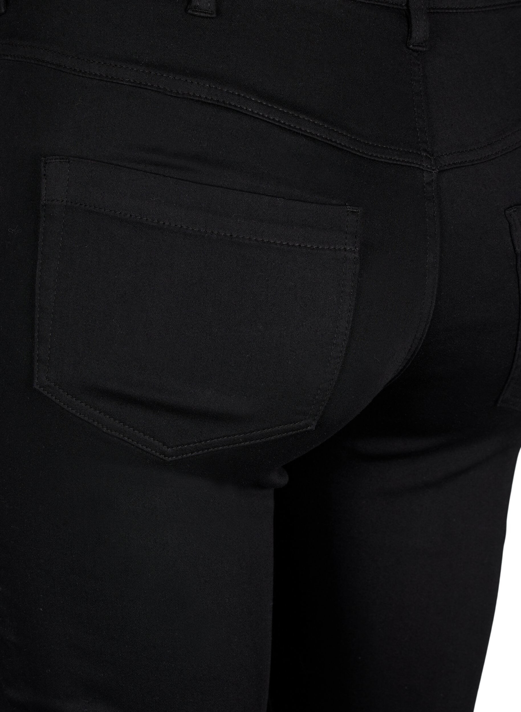ZizziSuper slim Amy jeans met borduurdetail, Black, Packshot image number 3