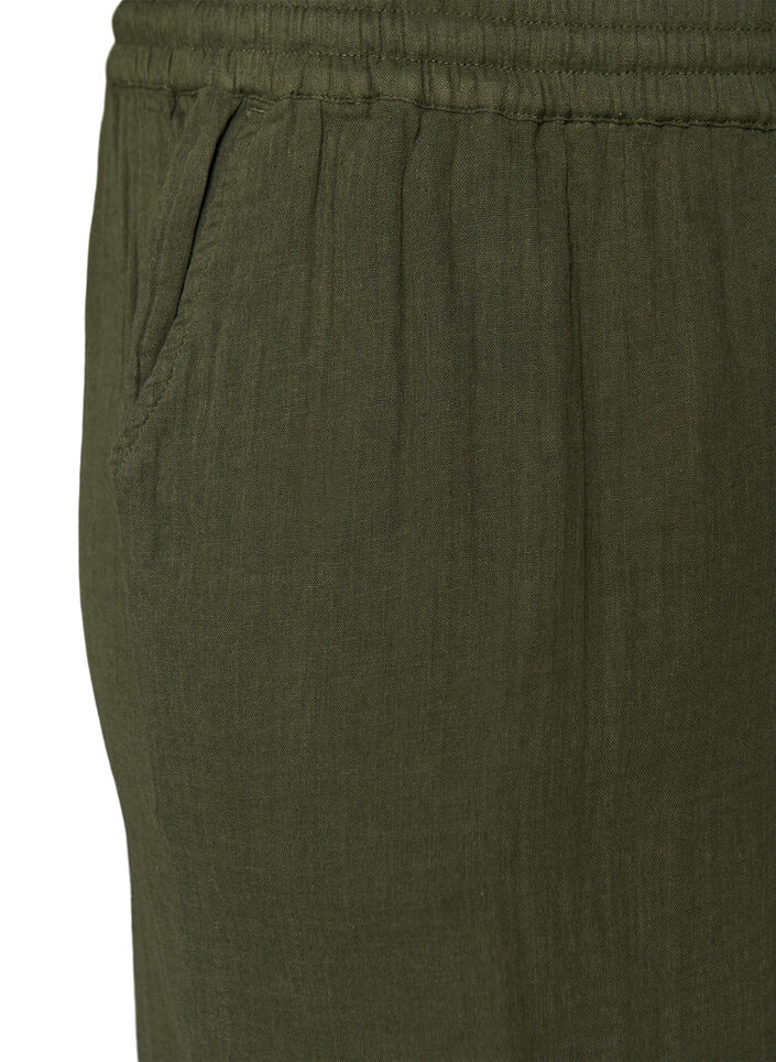Short ample en mousseline de coton taille haute, Vert, Packshot image number 3