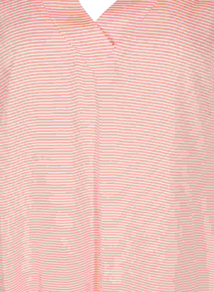 Tunique rayée en viscose à manches courtes, Orange Stripe, Packshot image number 2