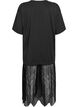 Jersey T-shirt jurk met een kanten laag, Zwart, Packshot image number 1