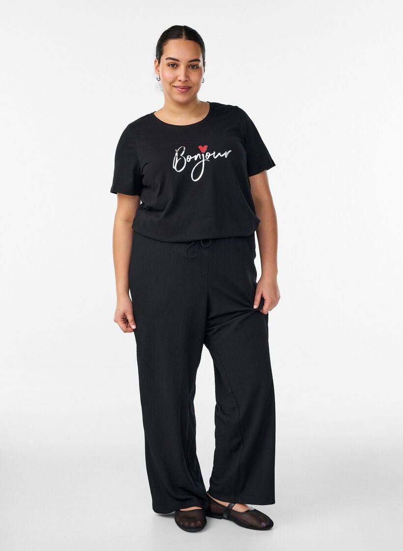 T-shirt met motief, Zwart, Model image number 1