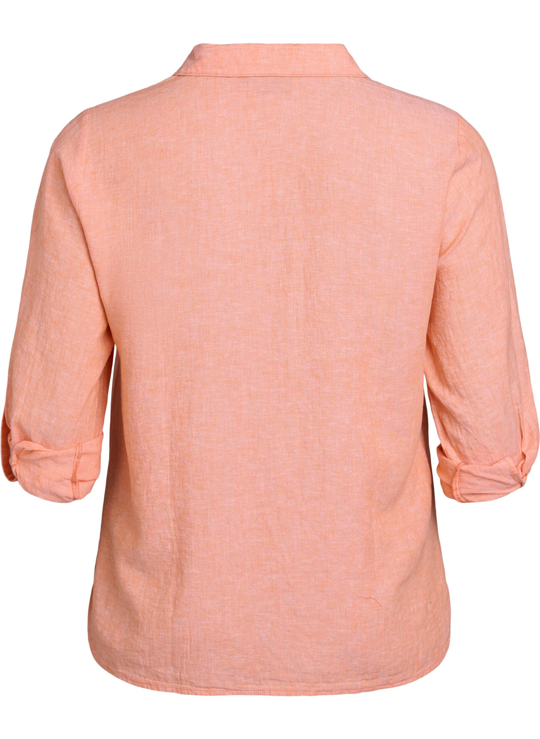 ZizziLinnen en viscose shirt met 3/4 mouwen, Oranje, Packshot image number 1