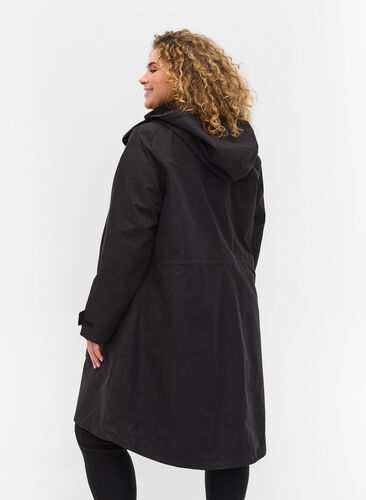 Veste imperméable avec capuche amovible, Black, Model image number 1