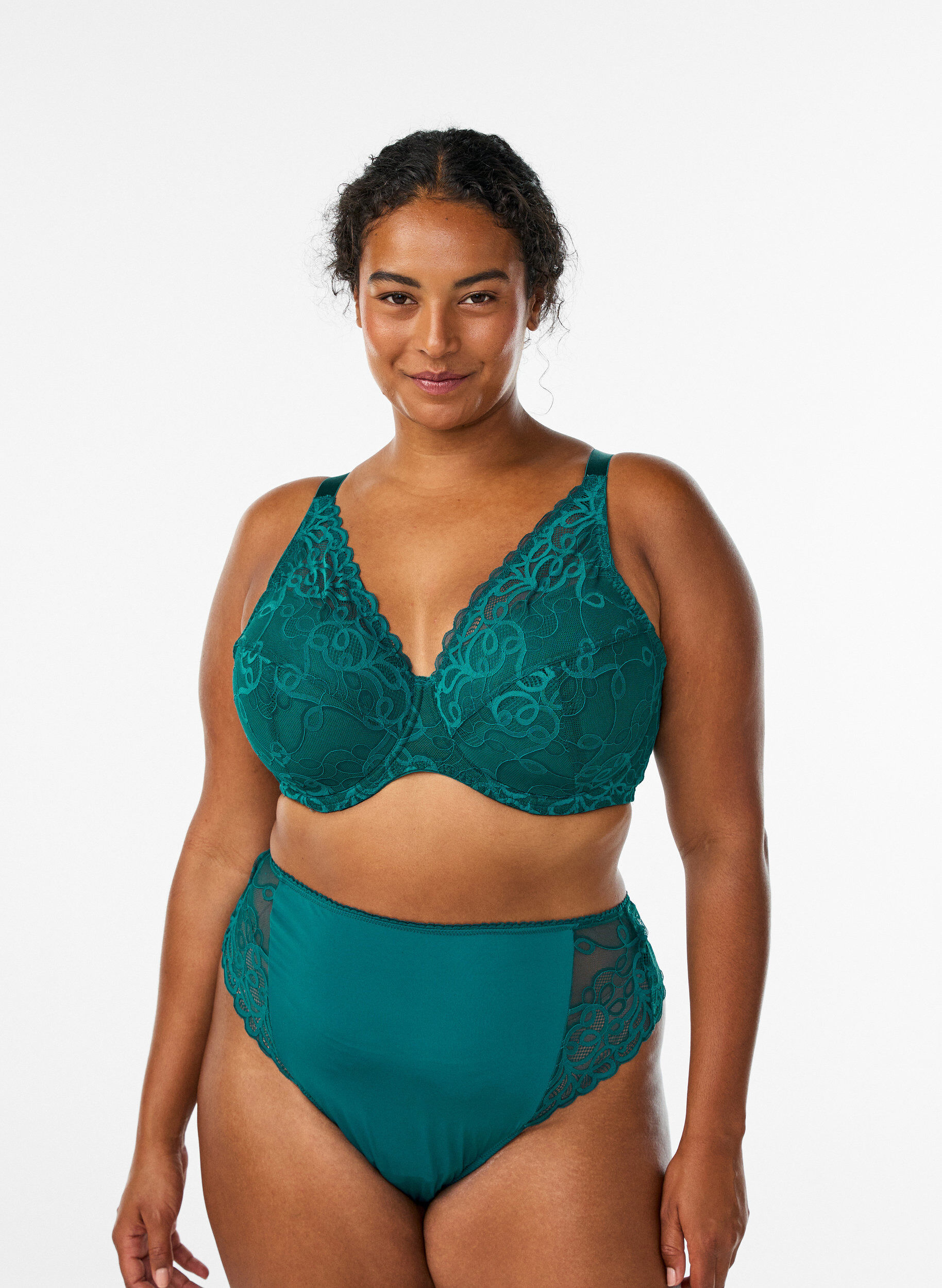 String en microfibre avec dentelle et taille standard, Vert, Model