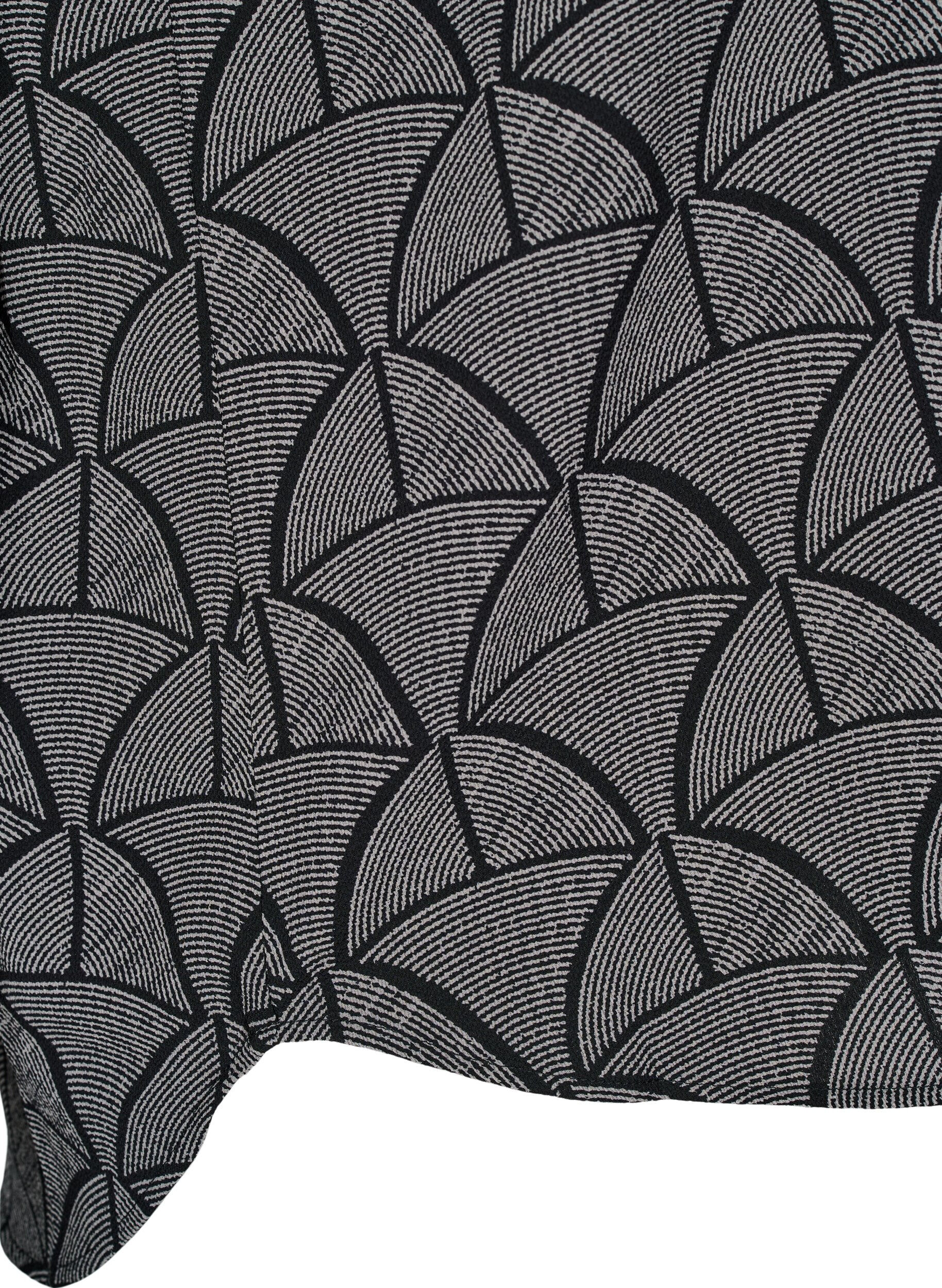 Zizzi Chemisier &agrave; manches courtes imprim&eacute;, Black Grey Graphic , Packshot image number 3