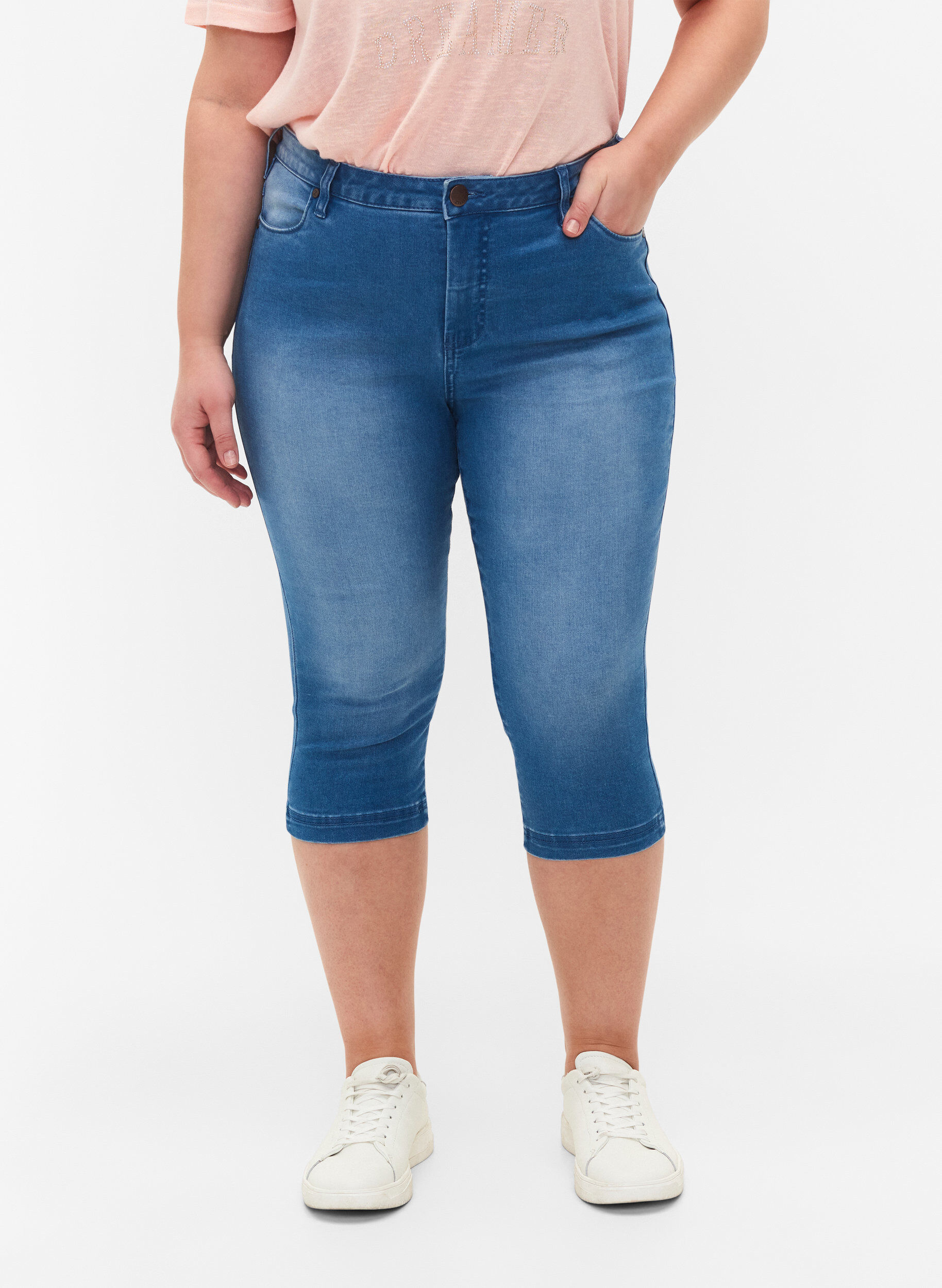 ZizziHigh waist Amy capri jeans met super slim fit, Blauw, Model image number 3