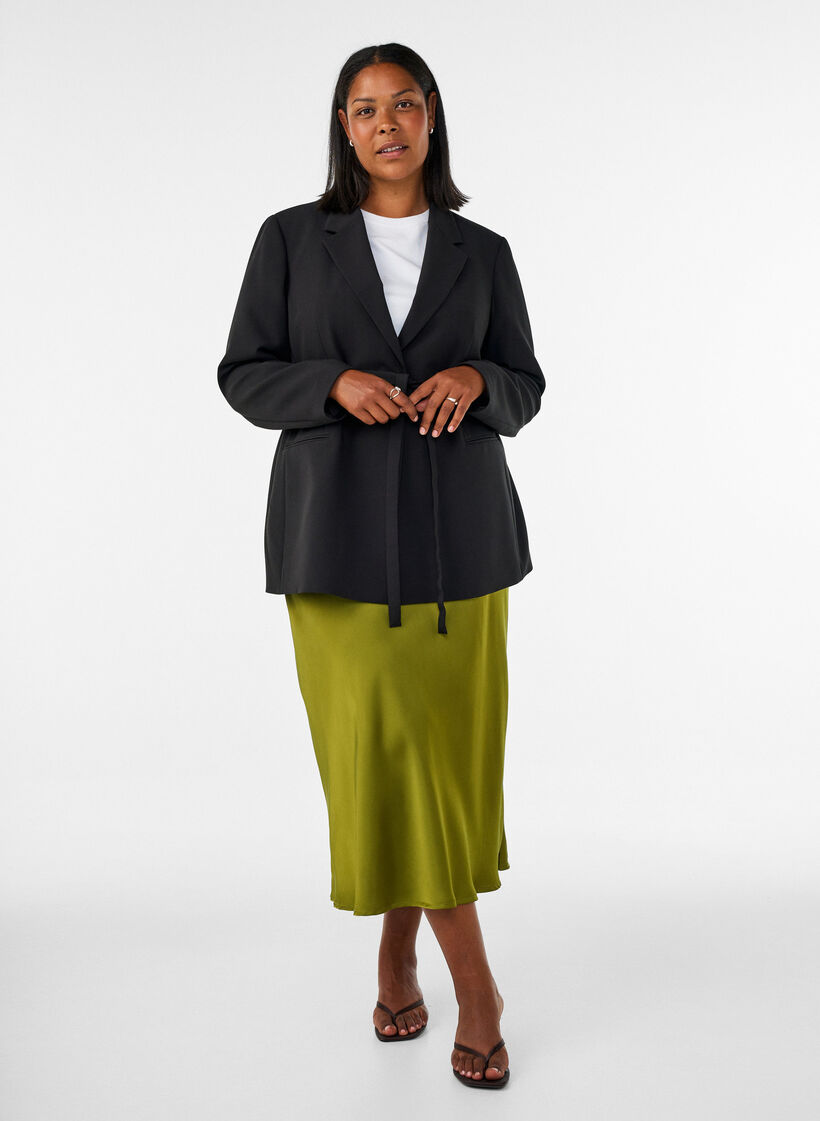 Satijnen midi rok, Groen, Model