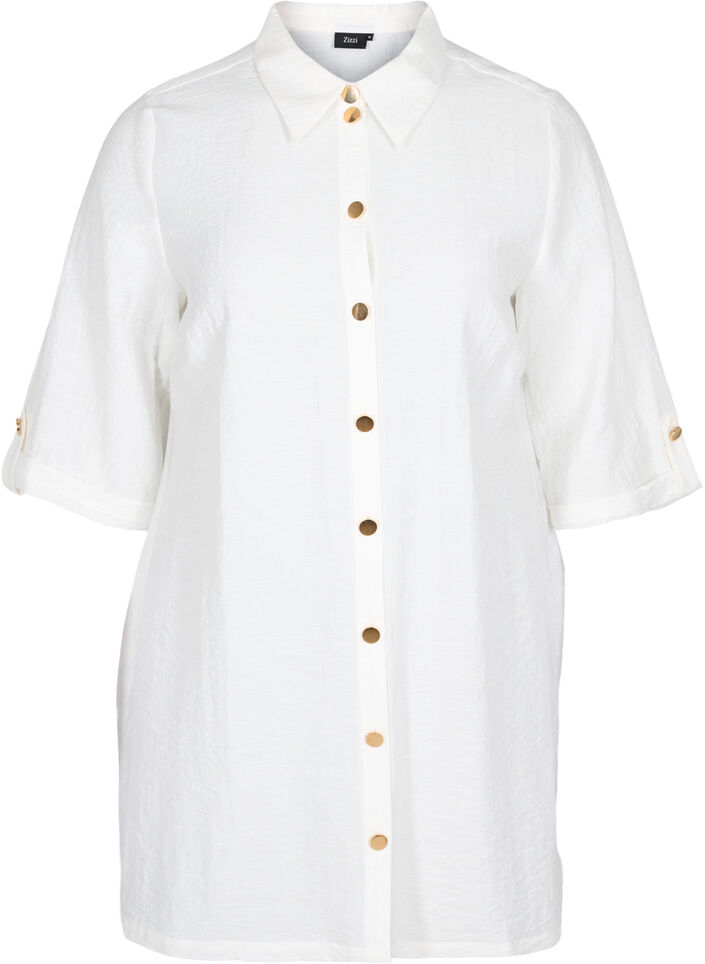 Lange blouse met 3/4 mouwen, Bright White, Packshot image number 0