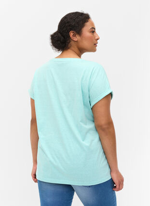 Gemêleerd t-shirt in katoen, Aqua Splash Melange, Model image number 1