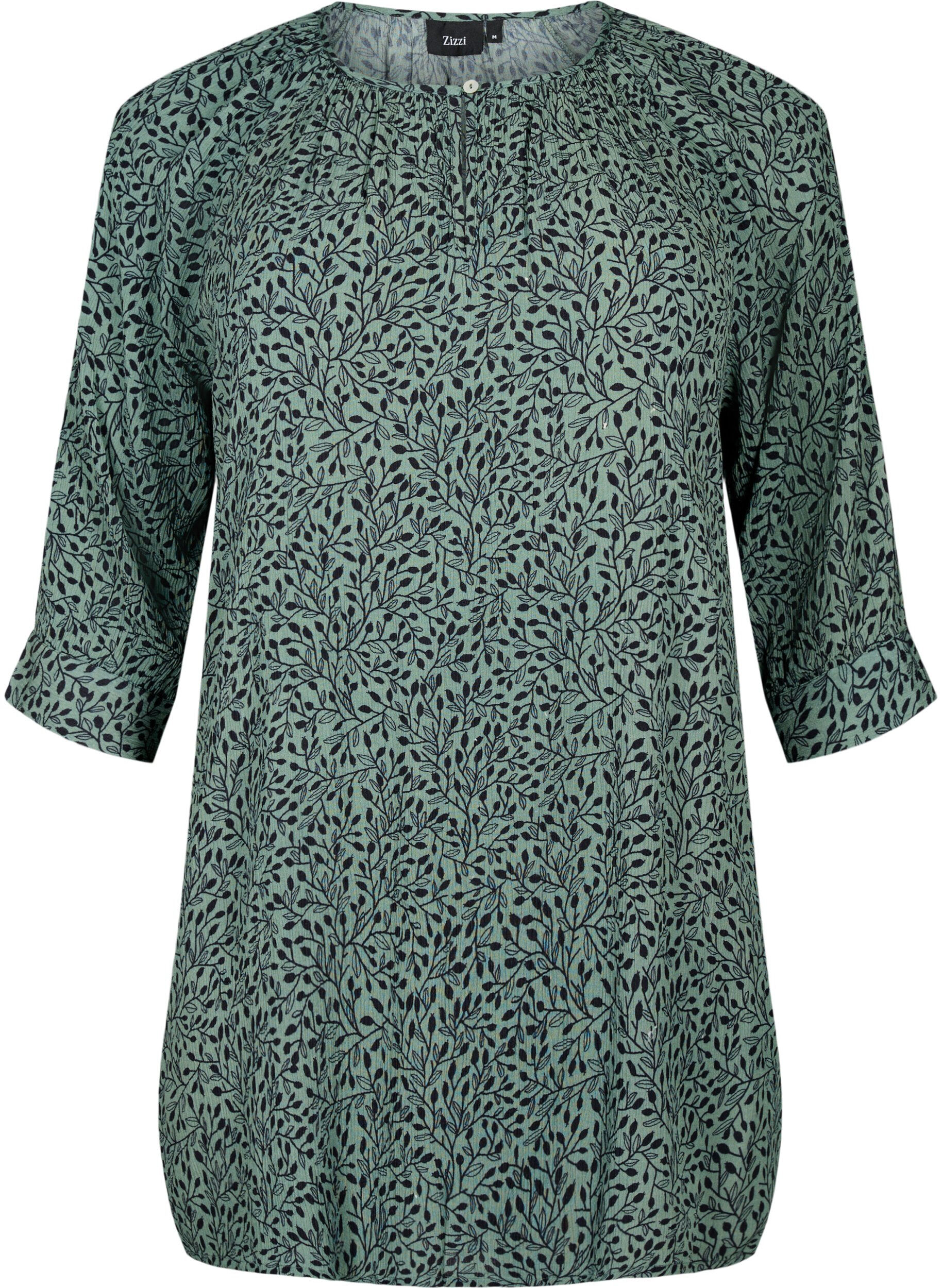 ZizziTuniek van viscose met print en 3/4 mouwen, Green AOP, Packshot image number 0