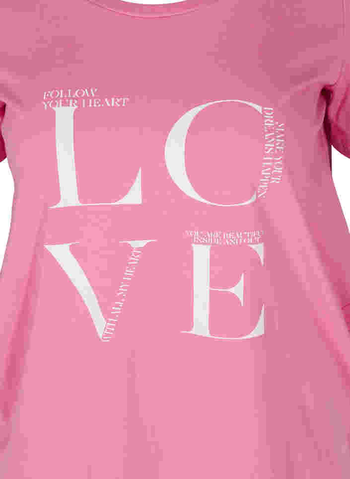 Katoenen t-shirt met print, Cyclamen LOVE, Packshot image number 2