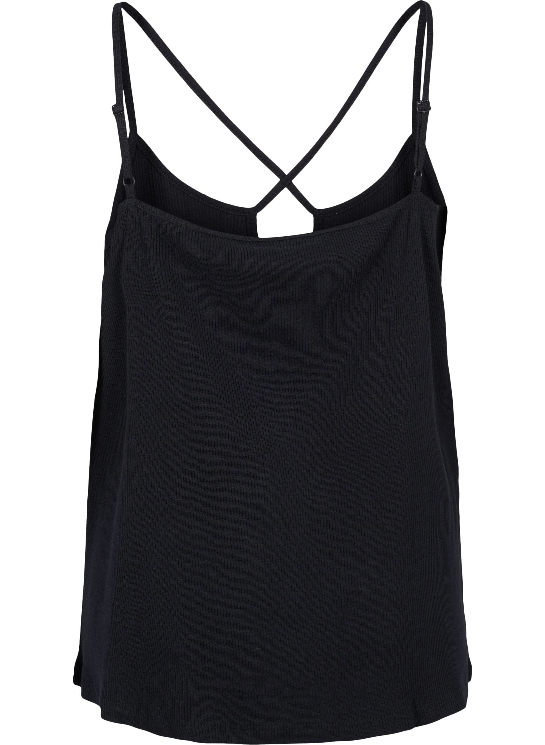 Zizzi Haut c&ocirc;tel&eacute; en coton biologique avec d&eacute;tail en forme de croix, Black, Packshot image number 1