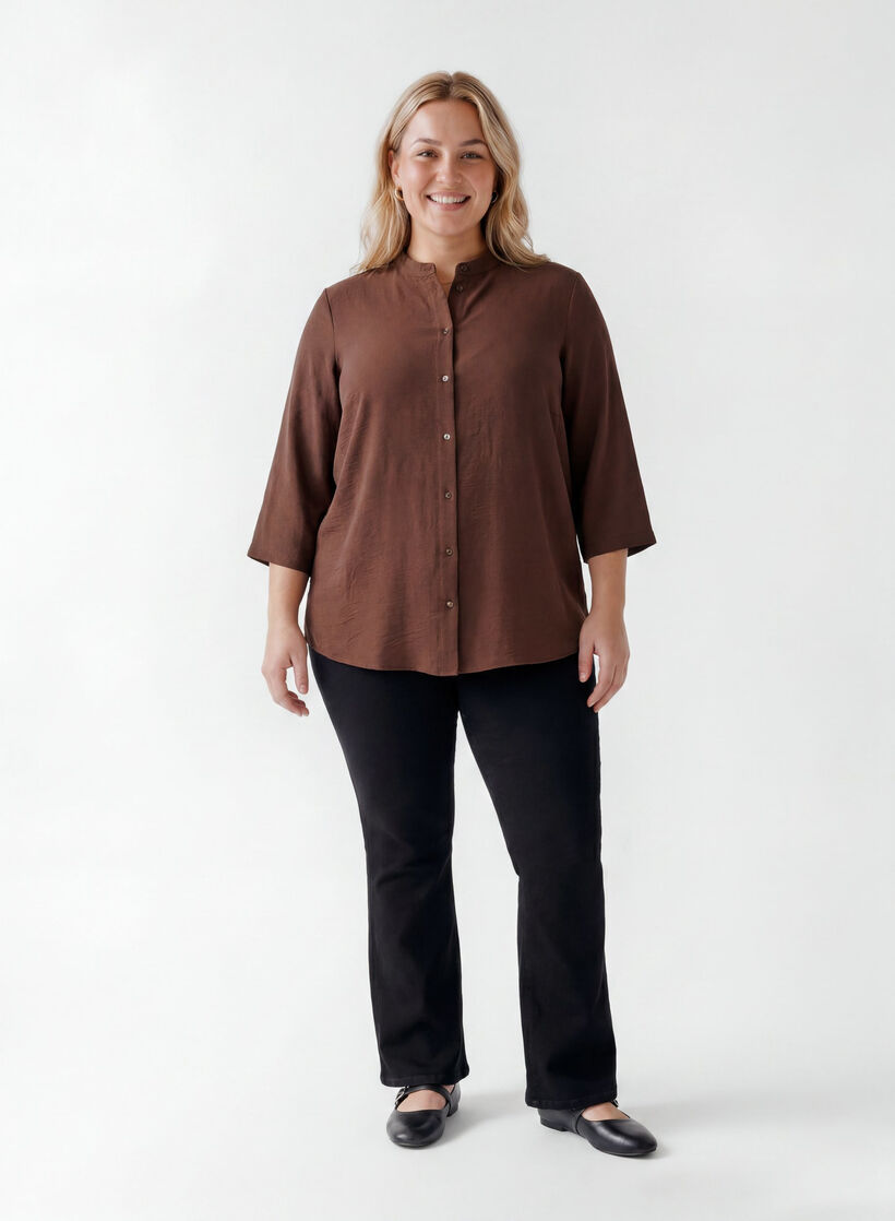 Tunique avec manches 3/4, Marron, Model image number 1