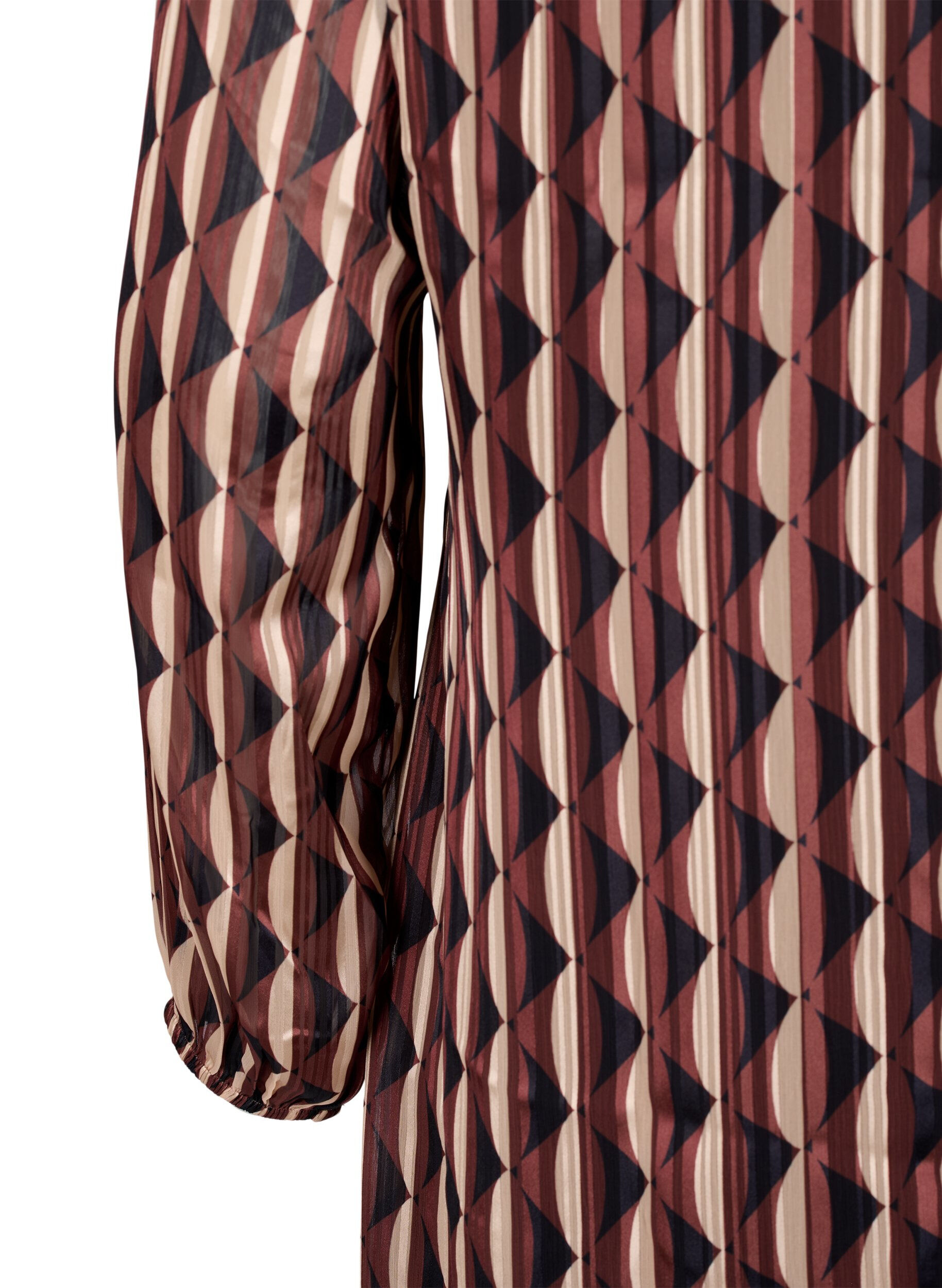 ZizziJurk met lange mouwen, V-hals en print, Earthy Zig Zag, Packshot image number 3