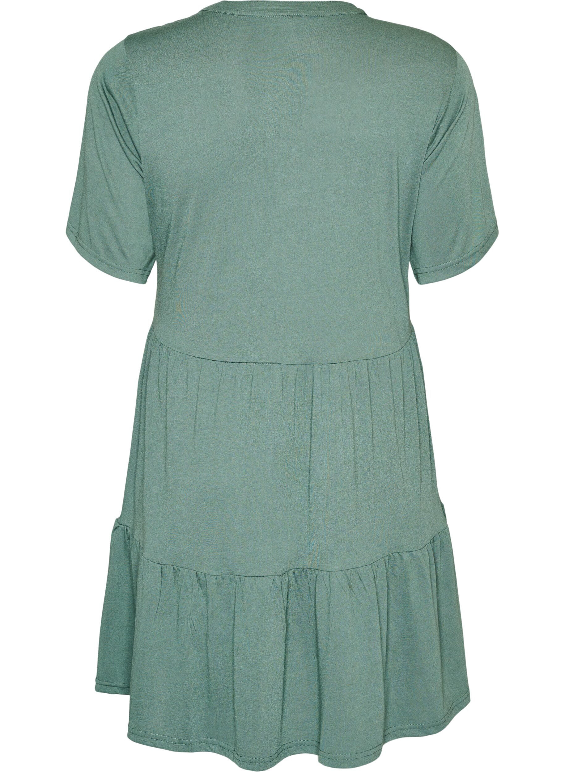 ZizziRobe en jersey avec d&eacute;tails en dentelle et jupe superpos&eacute;e, Vert, Packshot image number 1