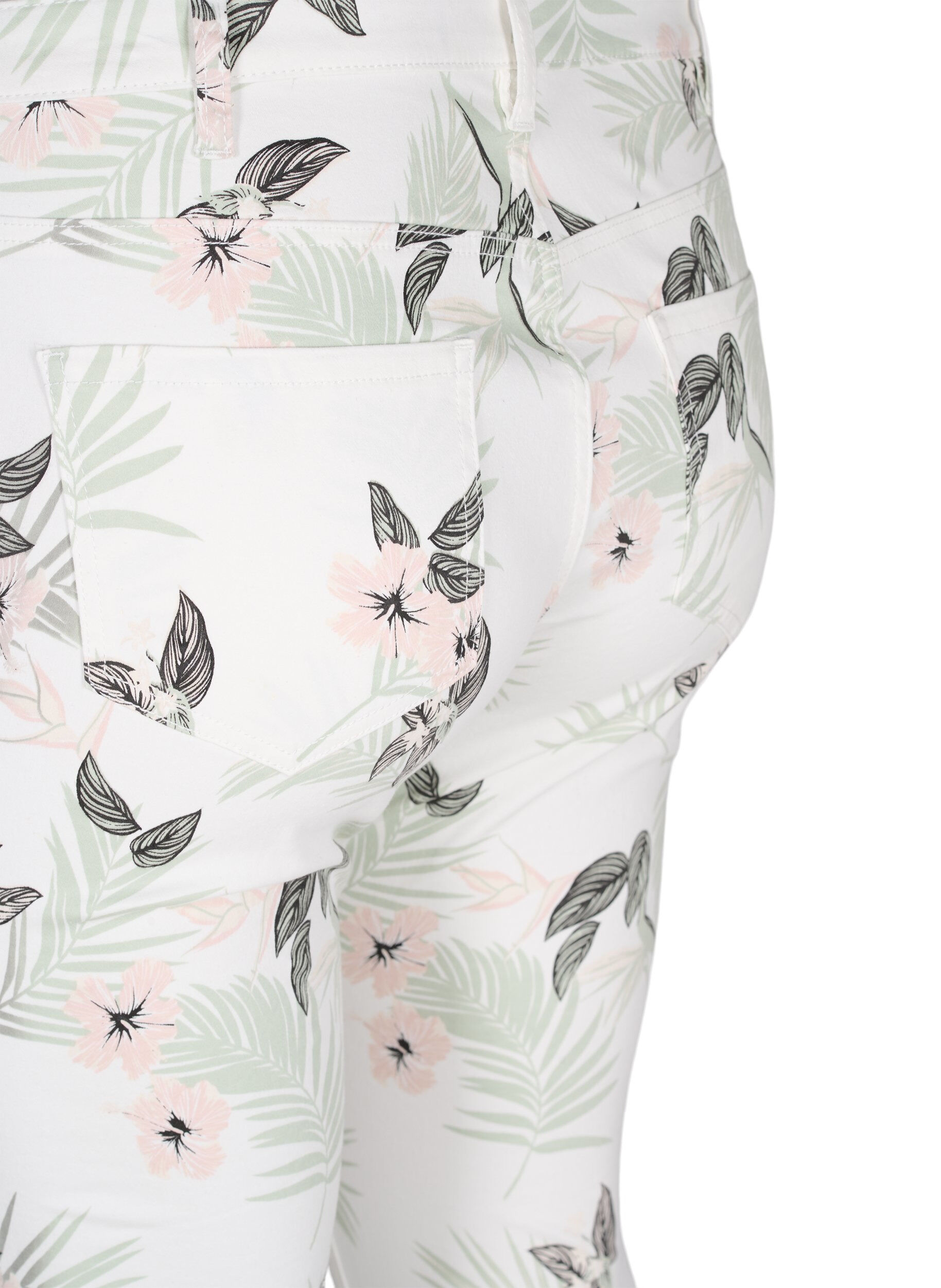 ZizziAmy jeans met hoge taille en bloemenprint, White Flower AOP L78, Packshot image number 3