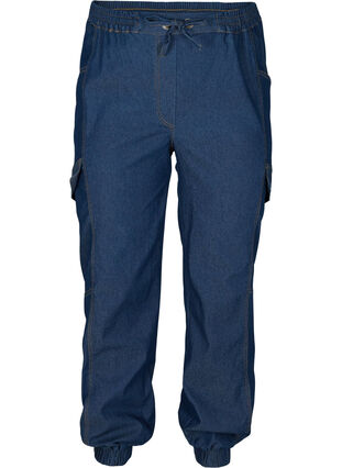 Jean ample avec cordon de serrage, Medium Blue, Packshot image number 0