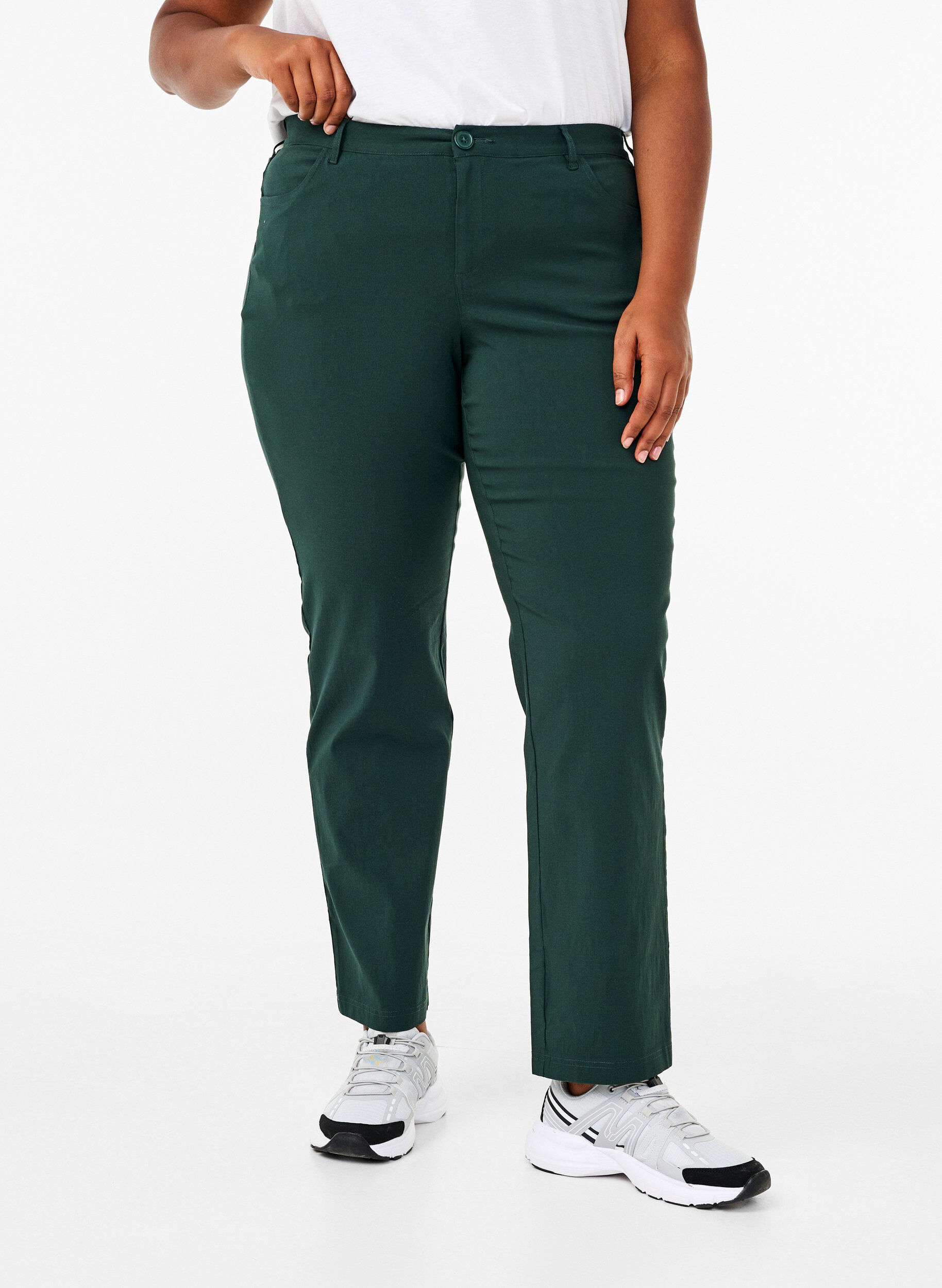 ZizziKlassieke broek van viscosemix, Groen, Model image number 2